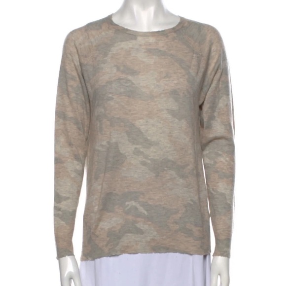 Zadig & Voltaire Beige Cashmere Crisp Neutral Camo Crew Neck Sweater - Picture 3 of 7